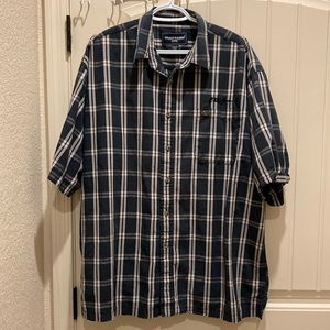 Phat Farm NYC Mens Sz XXL Button Up Shirt Plaid Short Sleeves Embroidered Logo